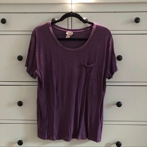 short sleeve purple pocket tshirt